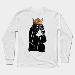 Black and Tan Coonhound Dog King Queen Wearing Crown Long Sleeve T-Shirt